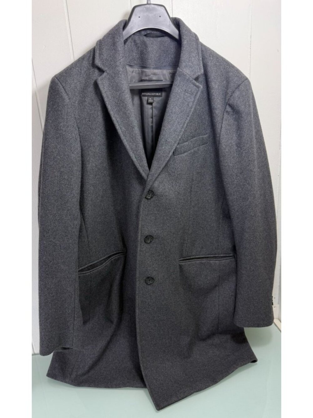 Banana Republic Overcoat Men's XL Wool Gray Wool Blend Top Coat